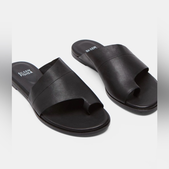 Eileen Fisher - Ty Washed Leather Slide - Black - US 7.5 - Picture 1 of 8